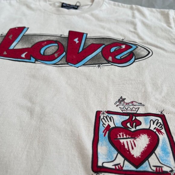 SAINT Mxxxxxx Men's White Love Short Round Neck Sleeve T-Shirt Size S - Picture 5 of 7